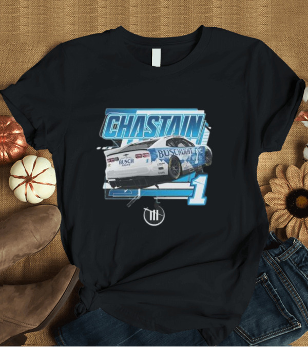 T-Shirt: Chastain Trackhouse Racing Busch Light Car 1 Heather Charcoal T-Shirt Chastain Trackhouse Racing Busch Light Car 1 Heather Charcoal T-Shirt