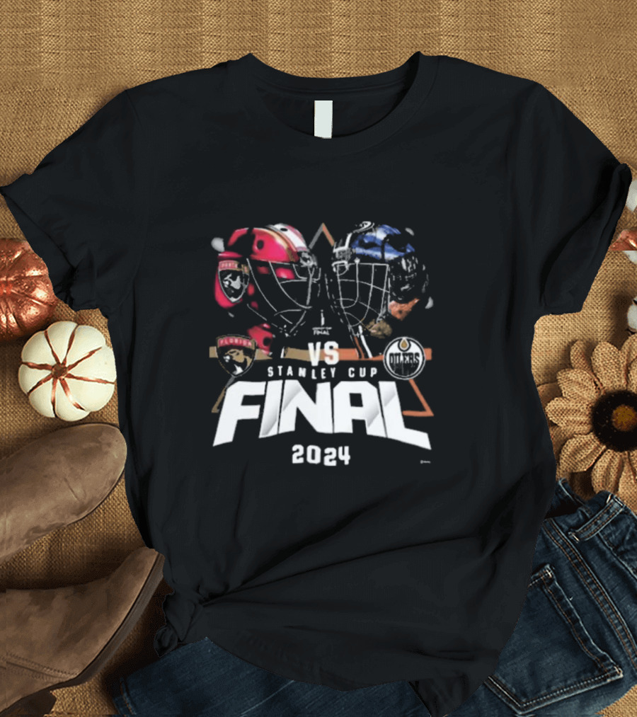 Florida Panthers Vs Edmonton Oilers Stanley Cup Final 2024 Hockey Helmet Showdown T-Shirt