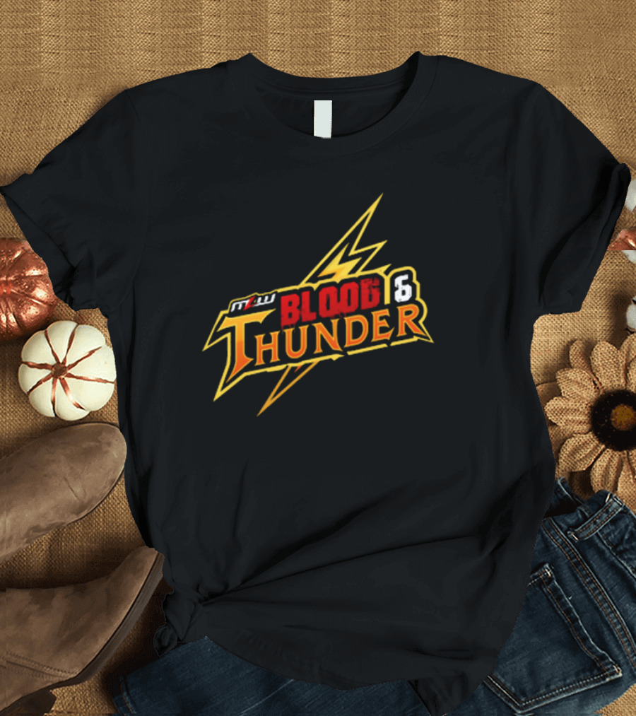 MLW Blood and Thunder 2024 Event Logo with Lightning Bolt T-Shirt
