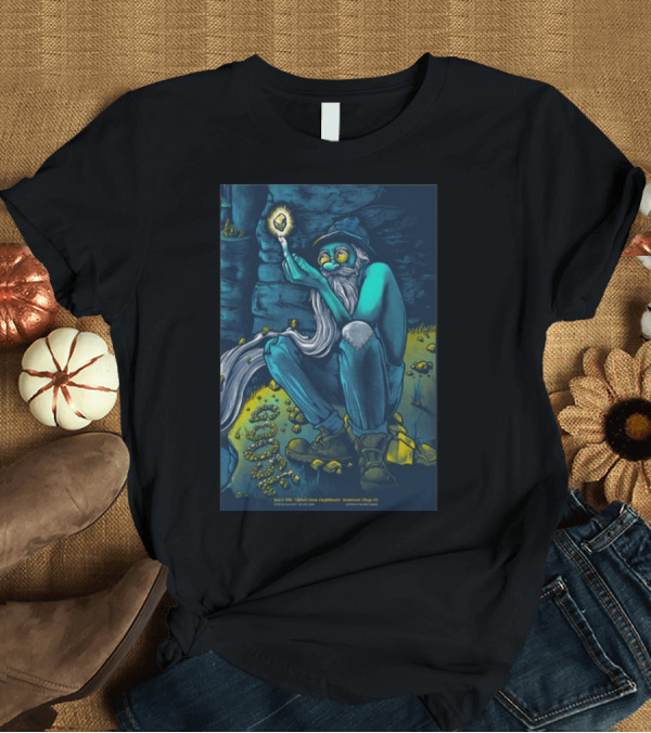 T-Shirt: Goose Jun 8 2024 Fiddler’s Green Amphitheatre Greenwood Village CO Whimsical Old Man with Glowing Crystal T-Shirt Goose Jun 8 2024 Fiddler’s Green Amphitheatre Greenwood Village CO Whimsical Old Man with Glowing Crystal T-Shirt