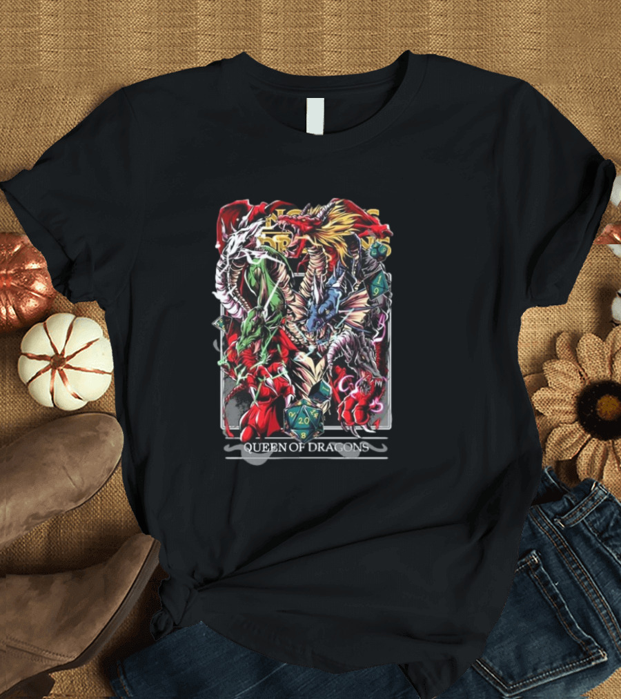 Queen Of Dragons Mythical Beasts D20 Dice T-Shirt