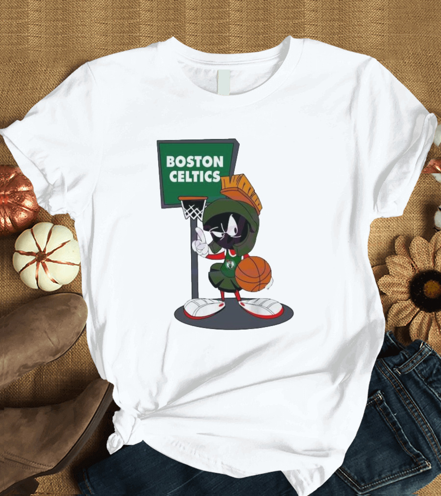 Boston Celtics Looney Tunes Marvin The Martian Basketball Hoop T-Shirt