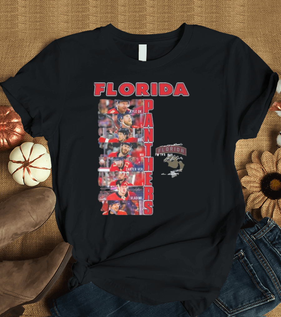 Florida Panthers Signatures 2024 Florida Panthers Hockey Team Players T-Shirt