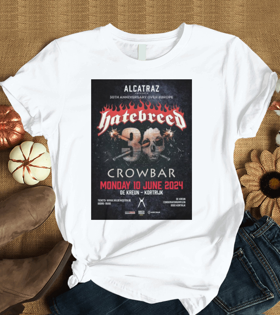 Alcatraz Presents Hatebreed 30th Anniversary Over Europe Crowbar 10 June 2024 De Kreun Kortrijk T-Shirt