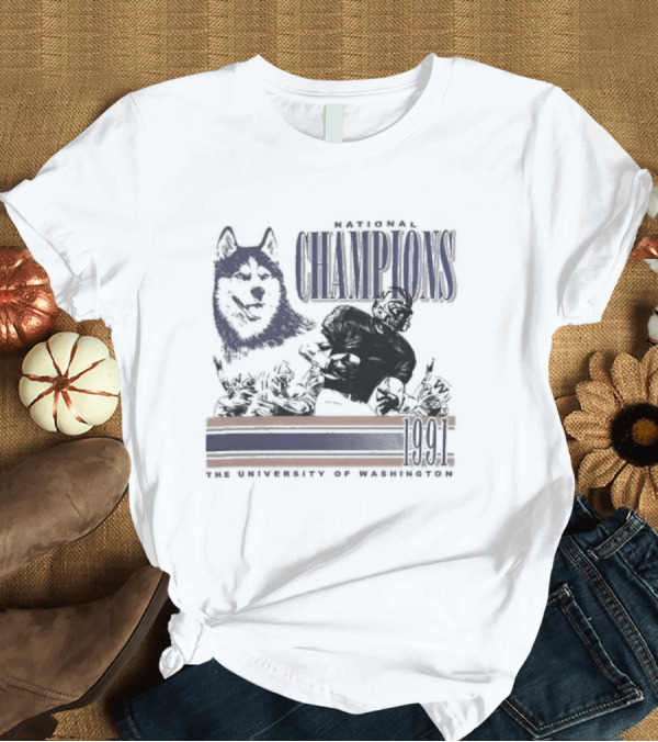 T-Shirt: National Champions Washington Huskies 1991 The University Of Washington T-Shirt National Champions Washington Huskies 1991 The University Of Washington T-Shirt