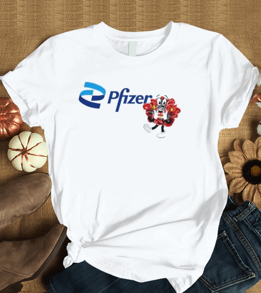 Pfizer New Mascot Clotty with Bear Character and Energy Burst T-Shirt