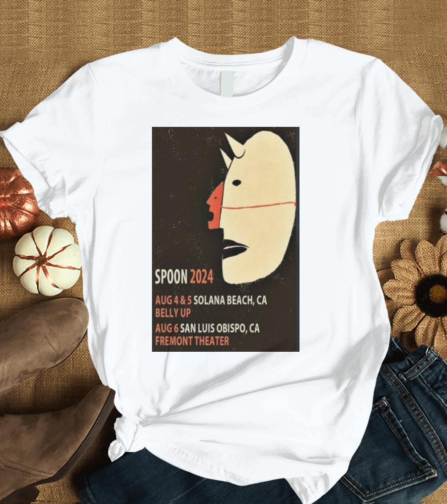 Spoon 2024 Aug 4-5 Solana Beach CA Belly Up Aug 6 San Luis Obispo Fremont Theater T-Shirt