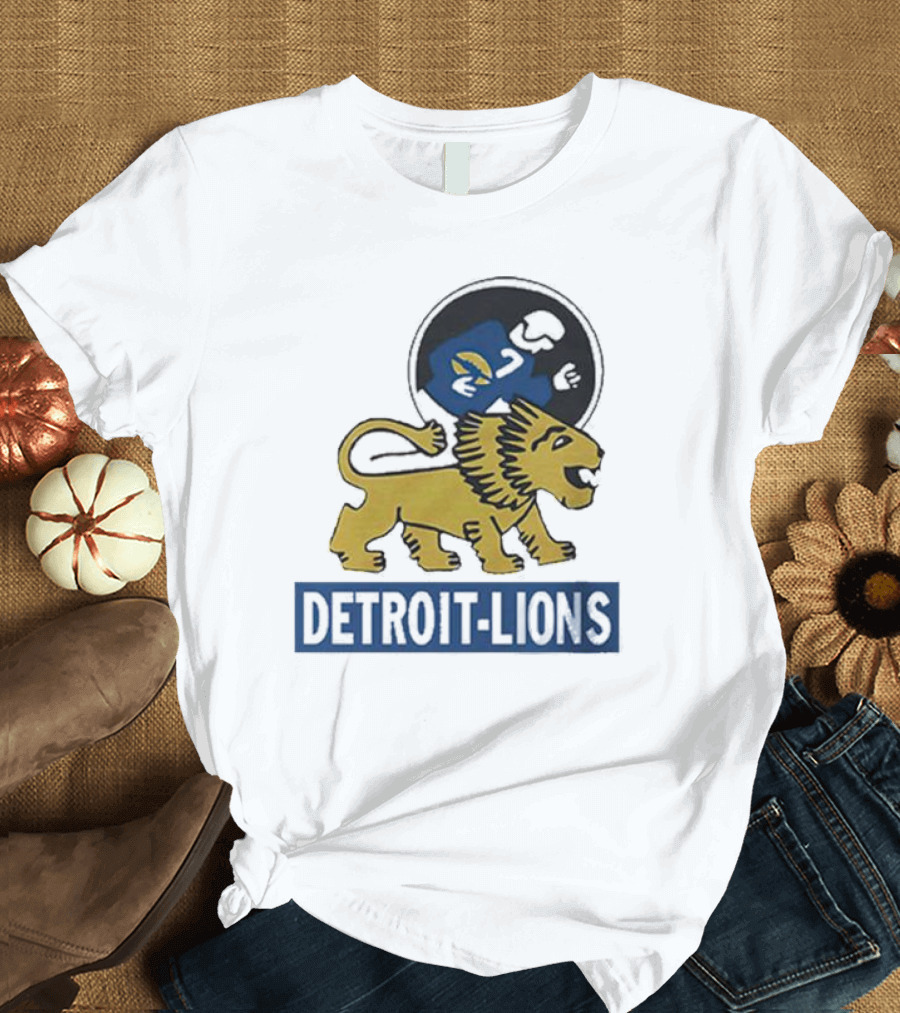 Detroit Lions Vintage Logo Golden Lion T-Shirt