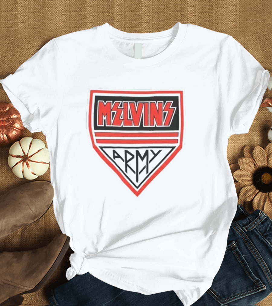 Melvins Army Emblem Red Black Badge T-Shirt