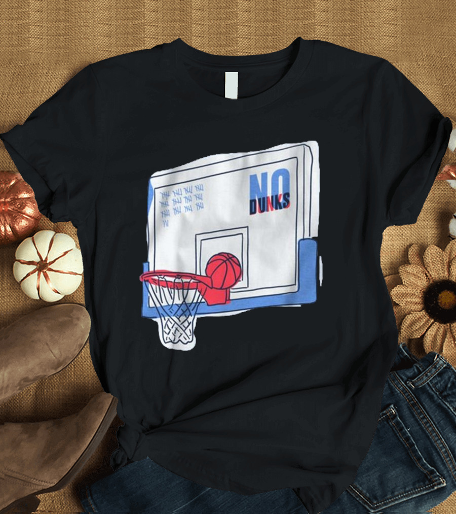 No Dunks Basketball Backboard with Tally Marks and Ball Wedgie T-Shirt