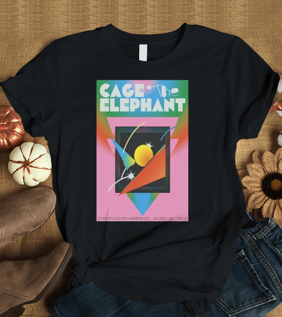 Cage The Elephant June 23 2024 RV Inn Style Resorts Amphitheater Ridgefield WA Vibrant Geometric T-Shirt