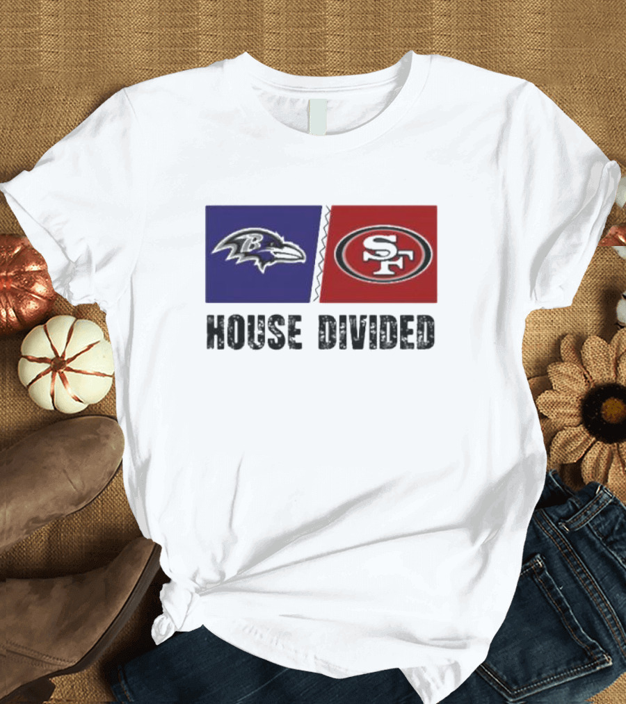 Baltimore Ravens vs San Francisco 49Ers House Divided 2024 Showdown T-Shirt