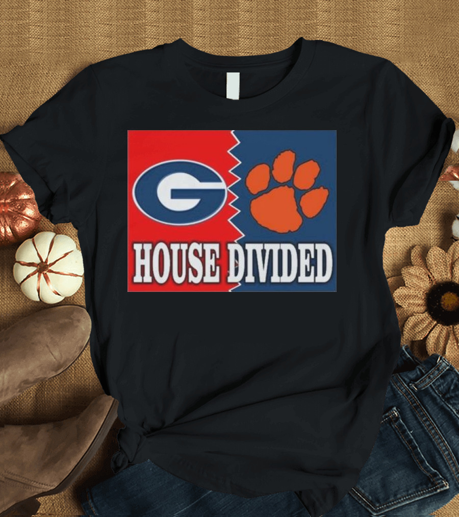 Georgia Bulldogs Vs Clemson Tigers House Divided Rivalry T-Shirt