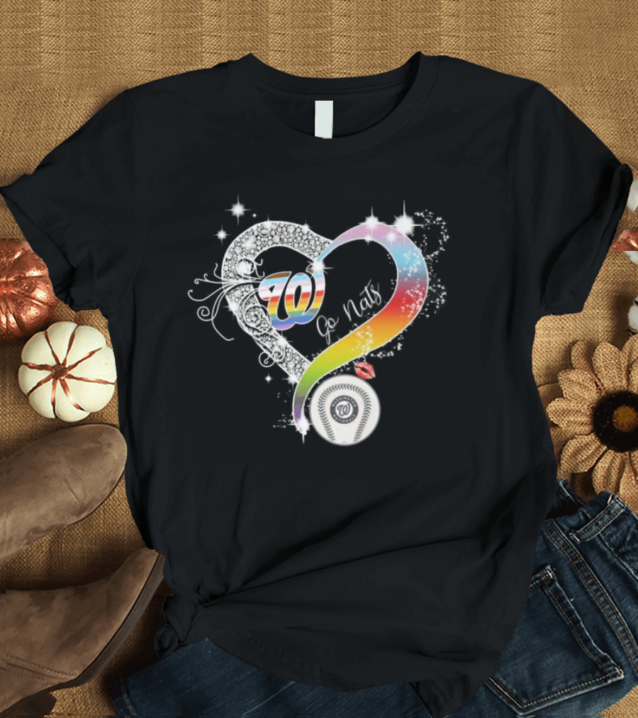 70 Go Nats Heart Diamonds Baseball T-Shirt