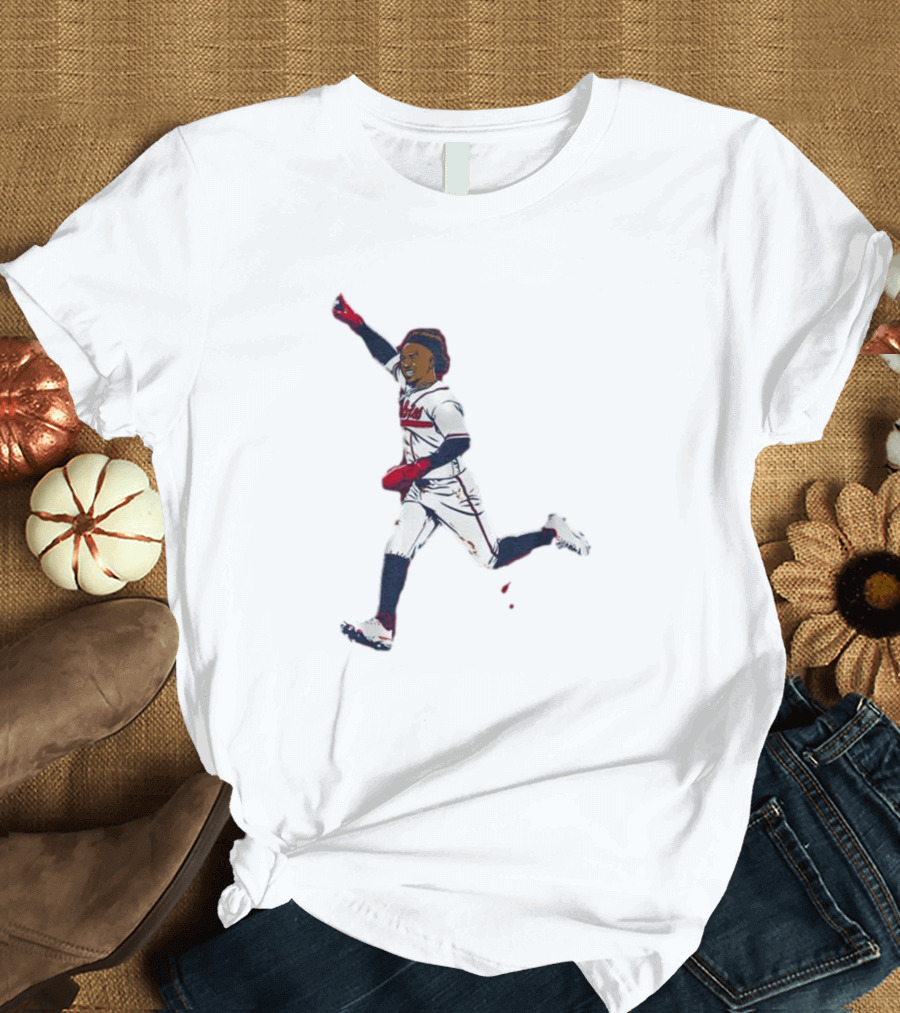 Ozzie Albies Baseball Celebration Pose Signature T-Shirt