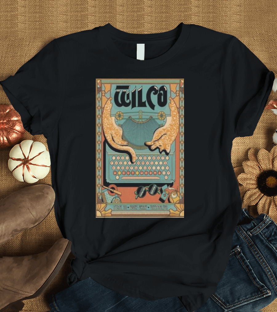 Wilco Vintage Typewriter Cats June 20 2024 Wolf Trap Vienna VA T-Shirt