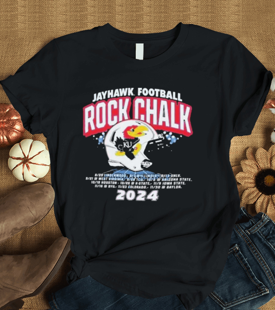 Jayhawk Football Rock Chalk 2024 Helmet Schedule Kansas T-Shirt
