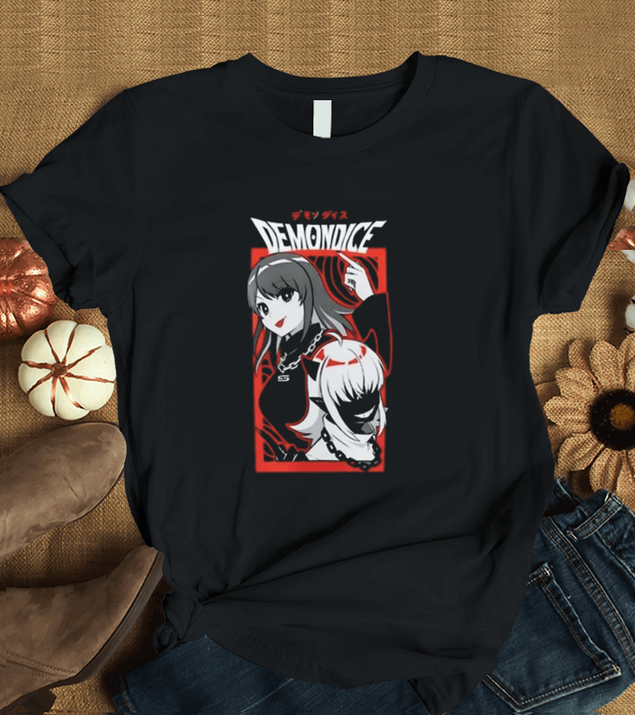 Gamer Supps Demondice Anime Style Characters in Bold Red and Black T-Shirt