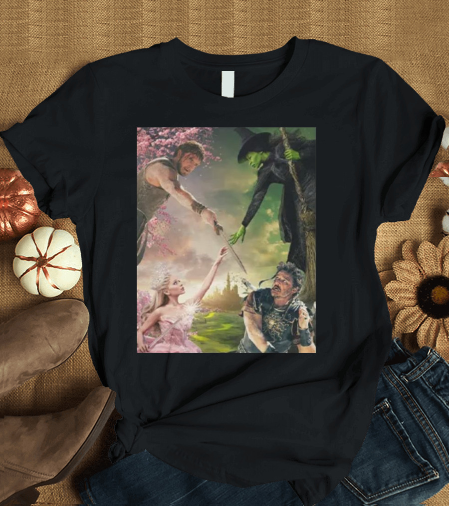 Gladiator 2 and Wicked Witch Fantasy Crossover with Enchanted Forest Warriors and Sorcery Elements T-Shirt
