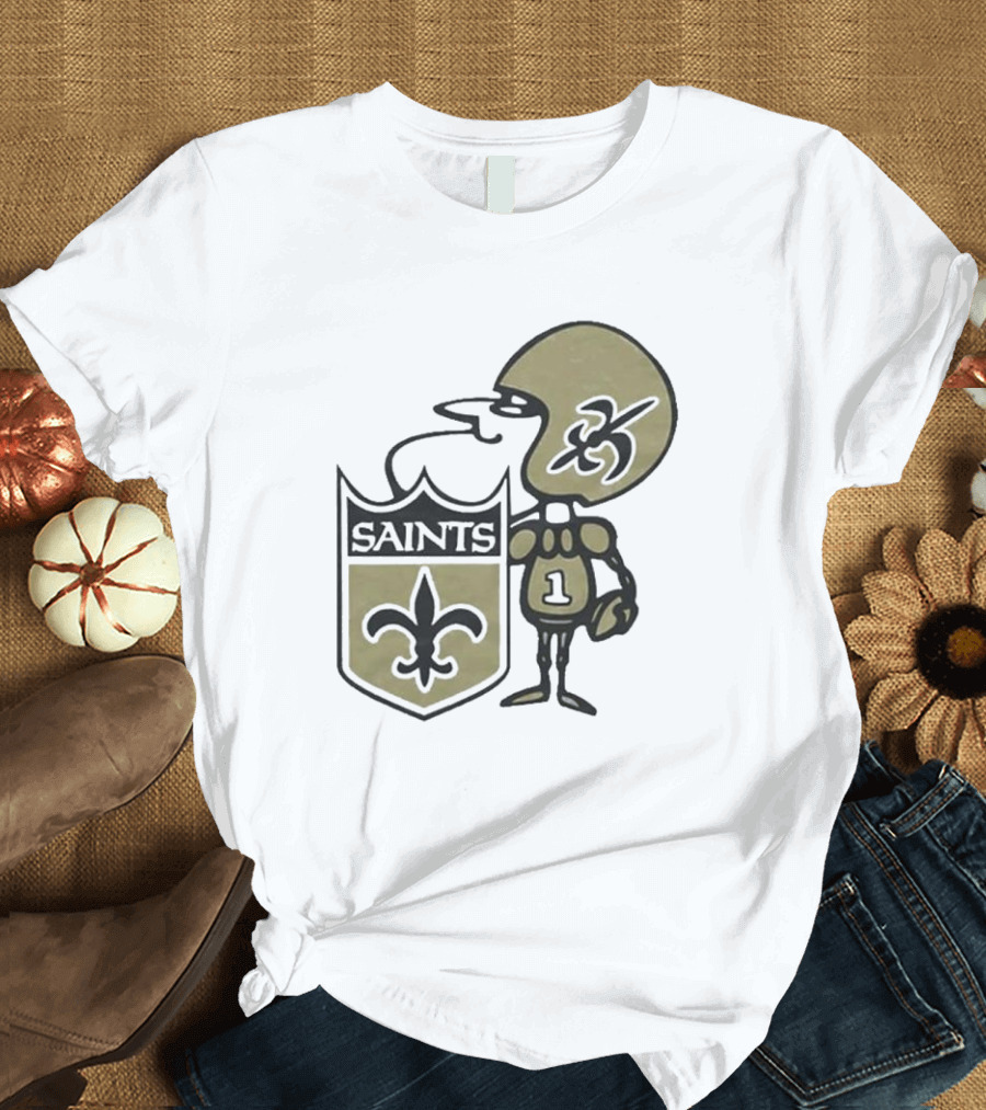 New Orleans Saints Alt Logo 1967 Cartoon Character Football Crest T-Shirt