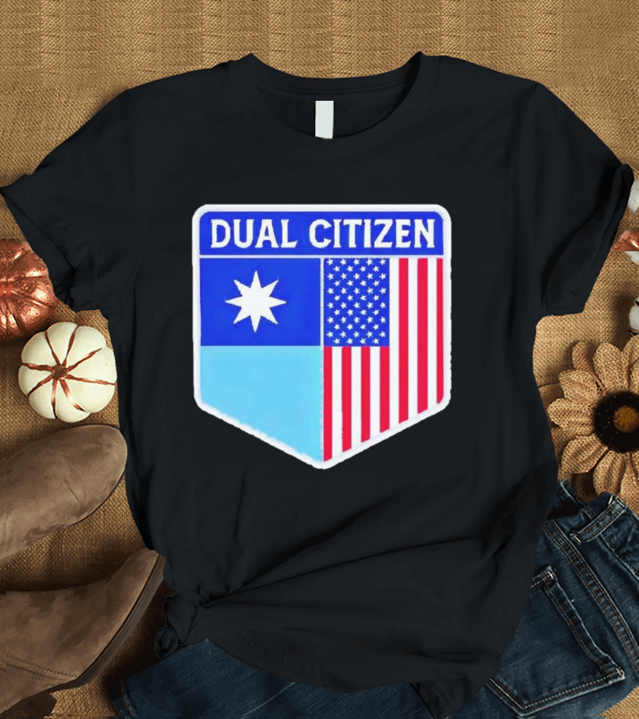 Dual Citizen of Minnesota and USA Flag Badge T-Shirt