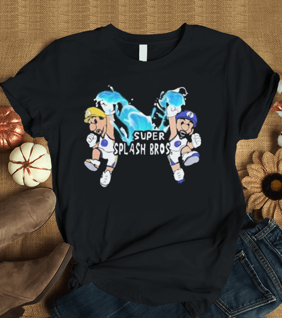 Super Splash Bros Steph Curry And Klay Thompson Mario Themed Basketball Duo T-Shirt