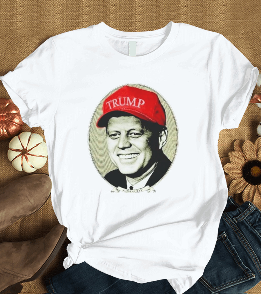 JFK Kennedy Wearing Red Trump Hat T-Shirt