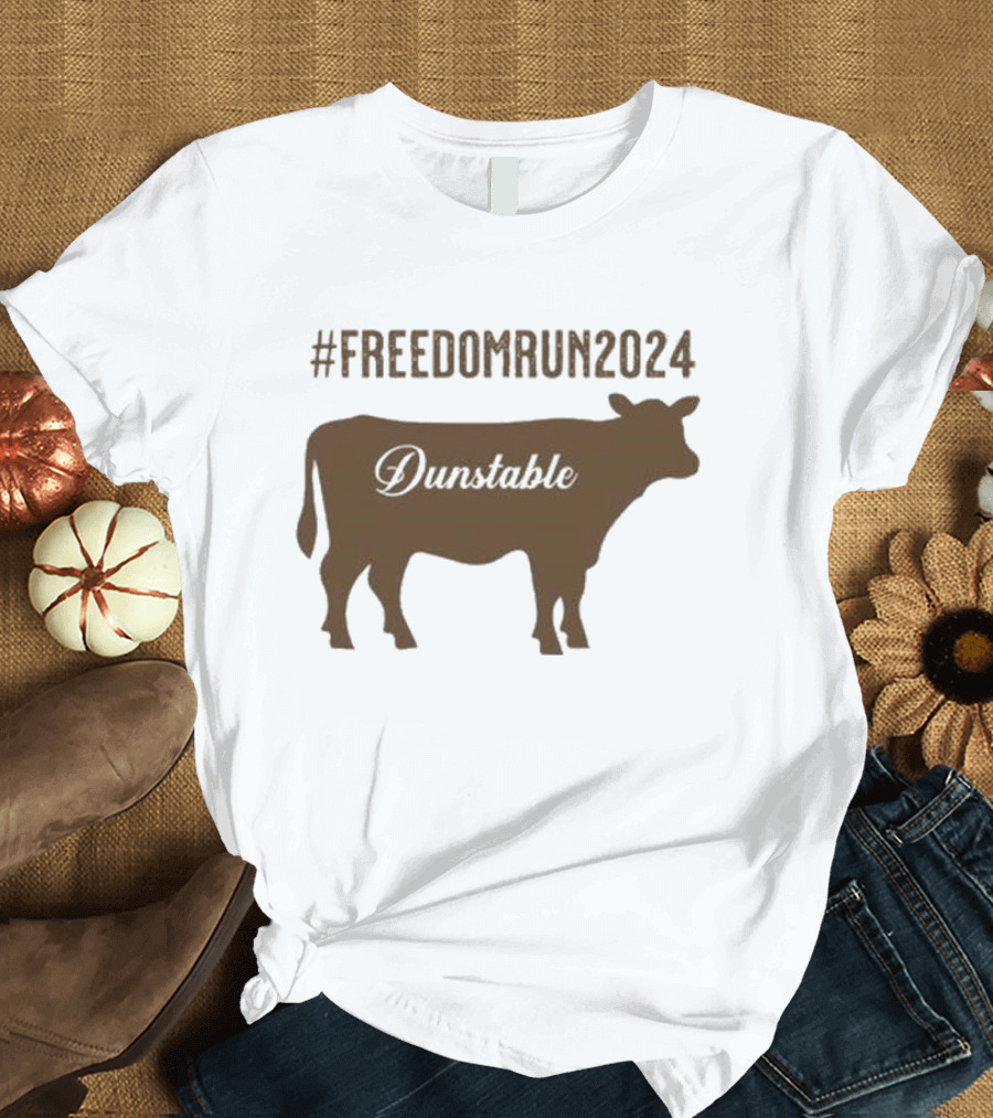 FreedomRun2024 Dunstable Brown Cow Massachusetts T-Shirt