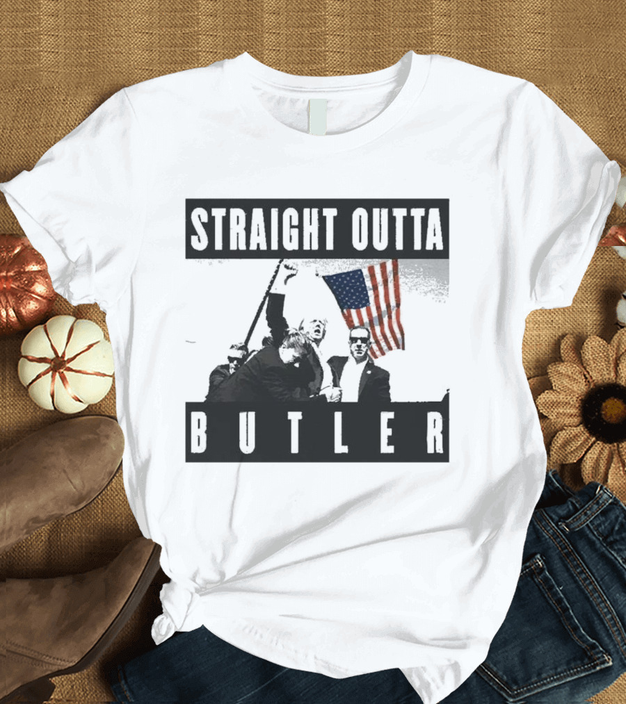 Trump Straight Outta Butler American Flag T-Shirt