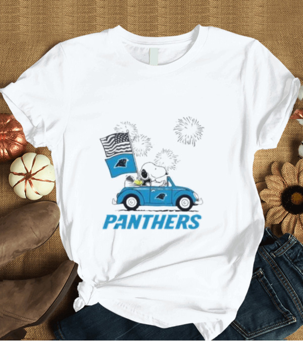 T-Shirt: Snoopy Woodstock Carolina Panthers 4th Of July T-Shirt Snoopy Woodstock Carolina Panthers 4th Of July T-Shirt