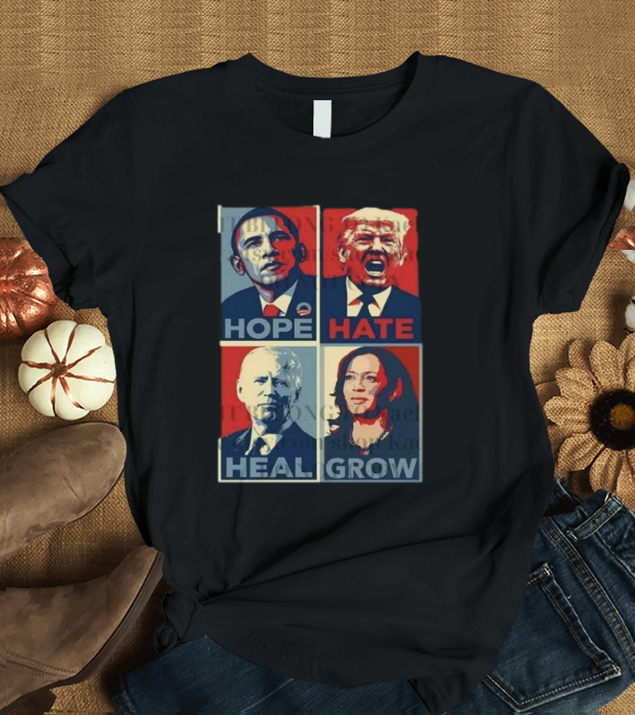 American Presidential Election Hope Hate Heal Grow Obama Trump Biden Harris T-Shirt