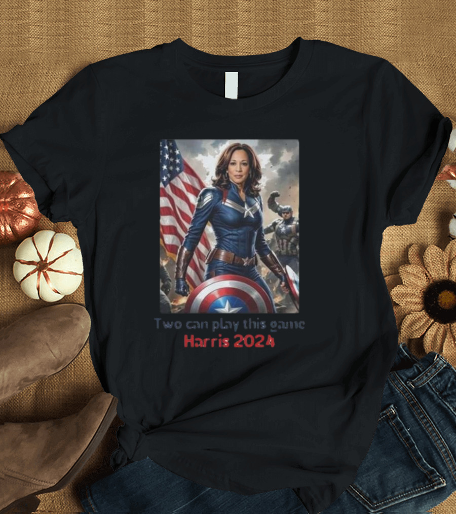 Kamala Harris American Hero Two Can Play This Game Harris 2024 Captain America T-Shirt