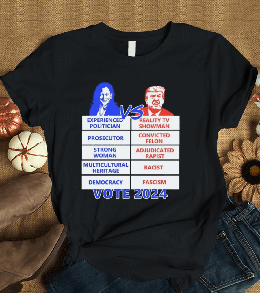 Experienced Politician Prosecutor Strong Woman Multicultural Heritage Democracy Vs Reality TV Showman Convicted Felon Adjudicated Rapist Racist Fascis