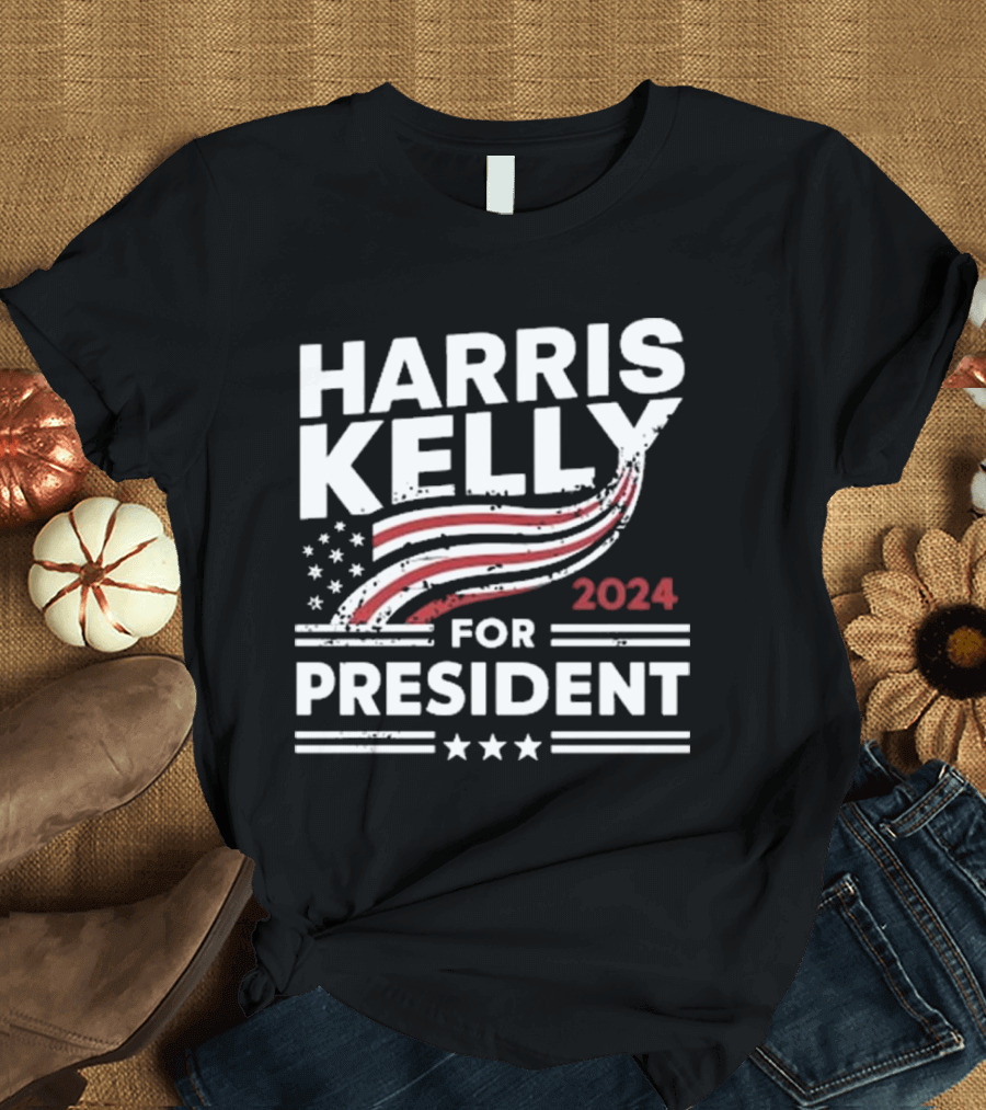 Harris Kelly 2024 American Flag Stars For President T-Shirt