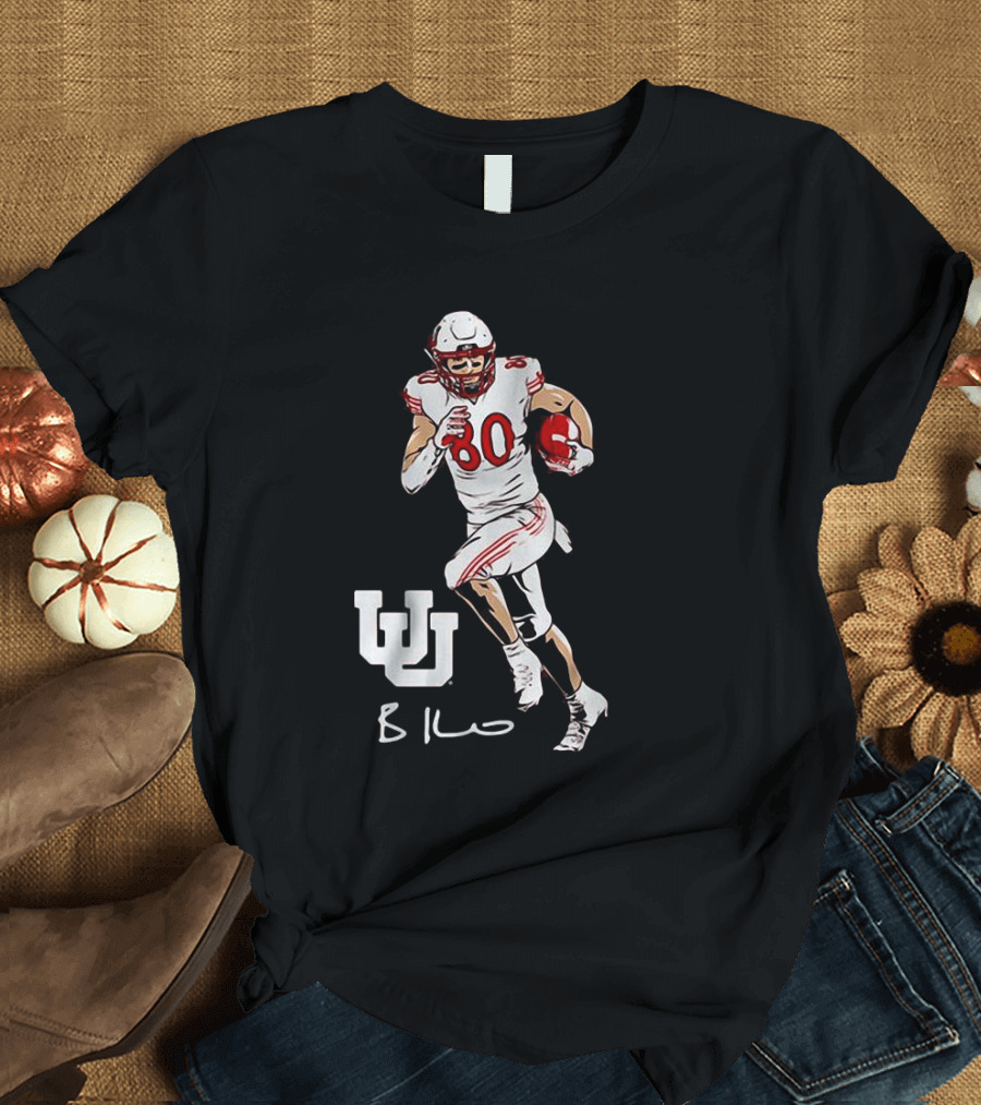 Brant Kuithe Utah Football Number 80 Superstar Pose with UW T-Shirt