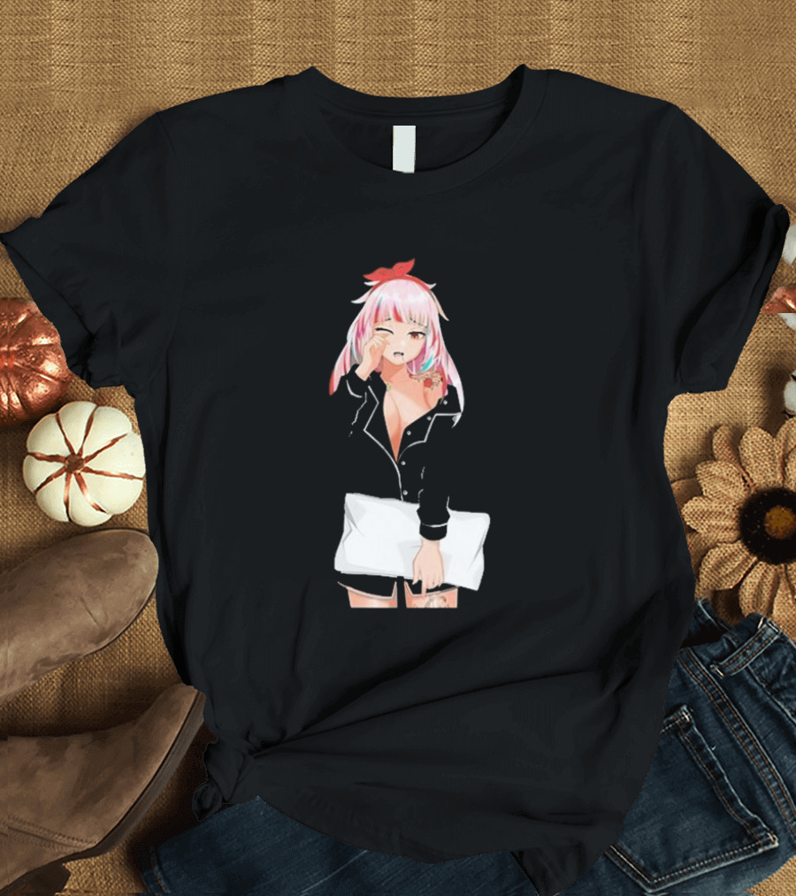 Fefe August Anime Character with Red Bow and Black T-Shirt