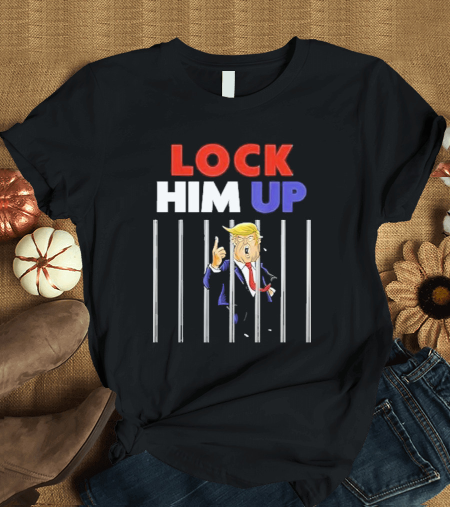 Lock Him Up Anti-Trump Funny Library Grey T-Shirt