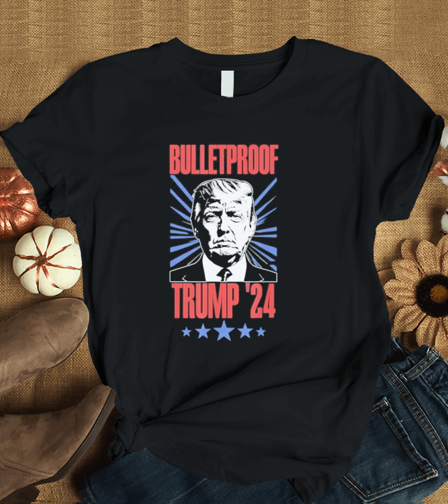 Bulletproof Trump 2024 I'm Voting For Felon And Hillbilly Starburst T-Shirt