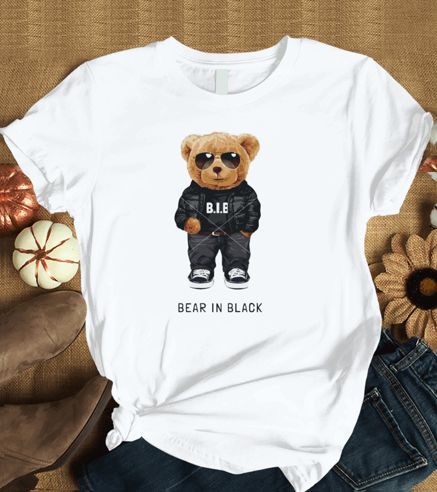 Bear in Black B.I.B Black in My Happy Color T-Shirt