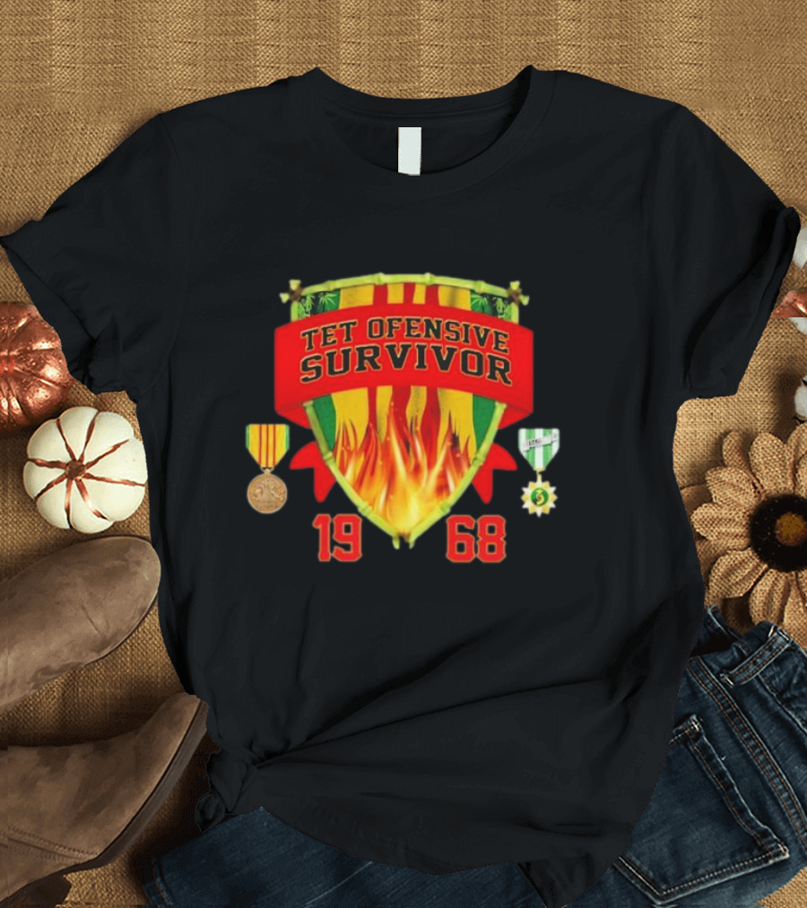 Tet Offensive Survivor 1968 Fire Shield Medals T-Shirt