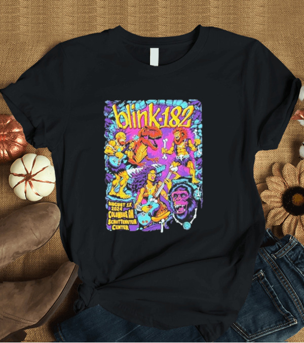 T-Shirt: Blink 182 August 13 2024 Columbus OH Schottenstein Center Dinosaur Lion Gorilla Concert T-Shirt Blink 182 August 13 2024 Columbus OH Schottenstein Center Dinosaur Lion Gorilla Concert T-Shirt