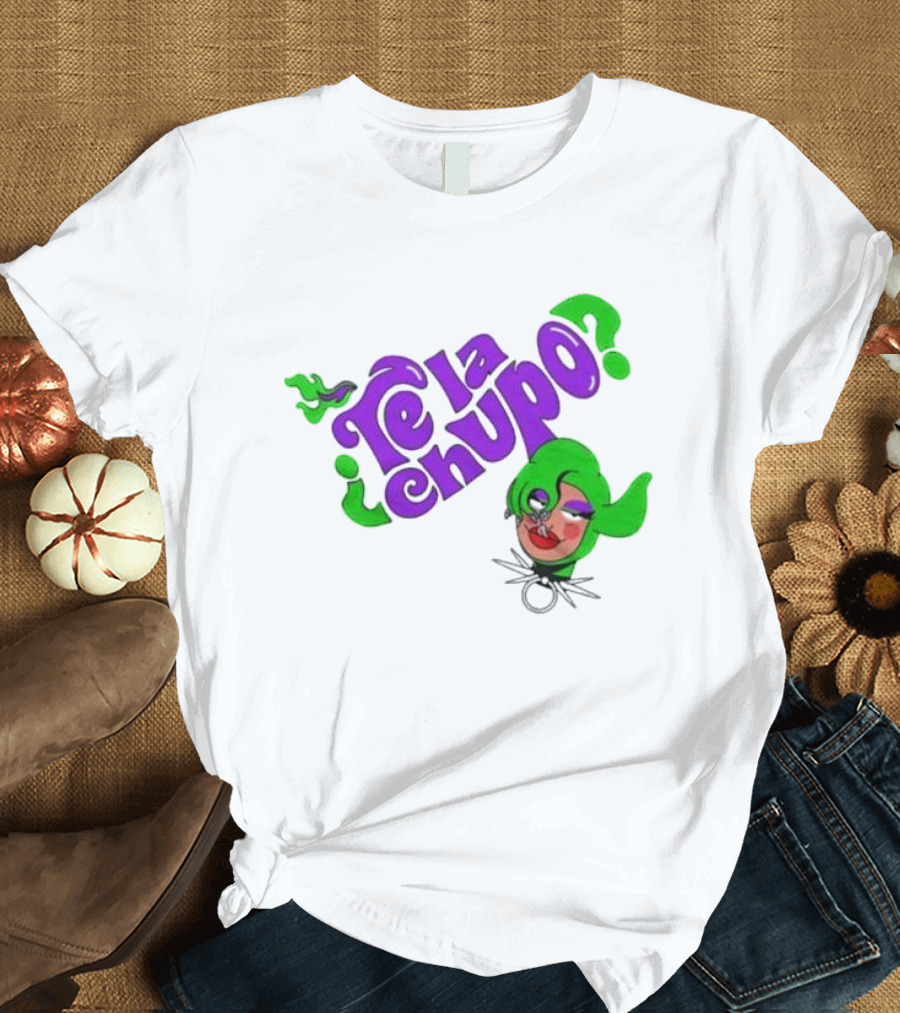 Te La Chupo Question Mark with Green Hair Character T-Shirt