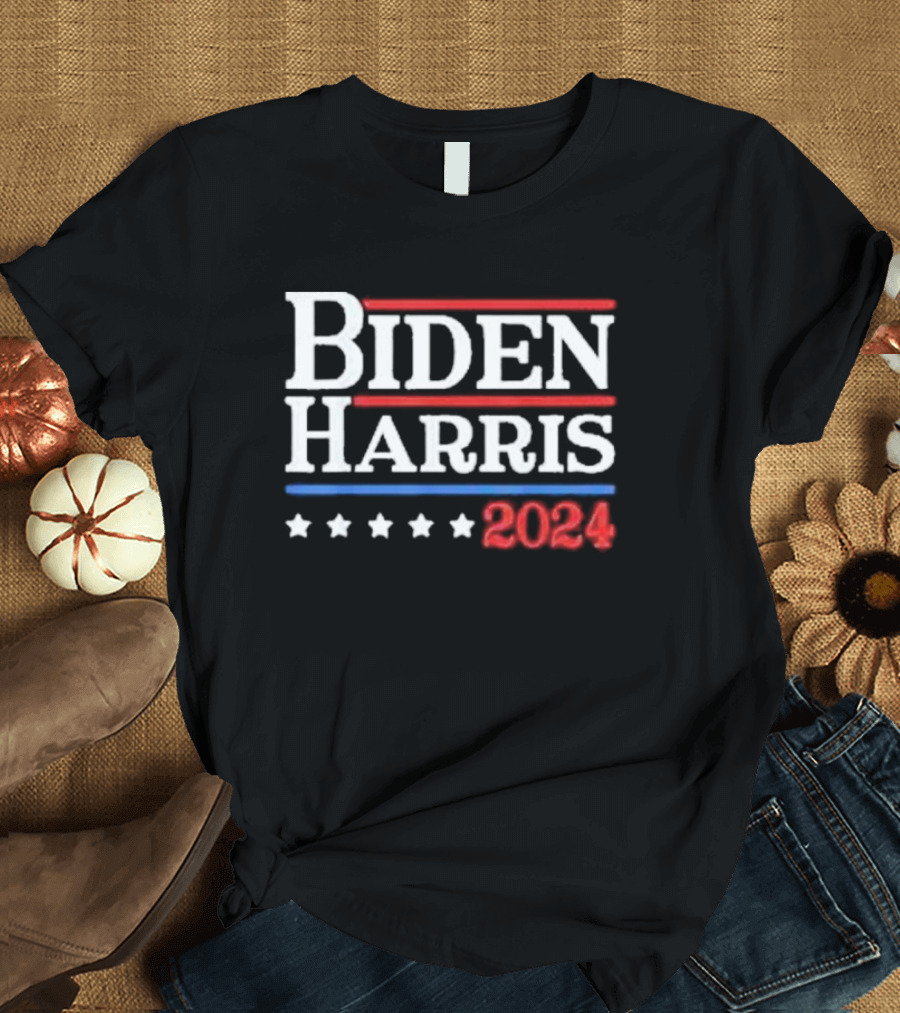 Biden Harris 2024 Stars Red Blue Stripes T-Shirt