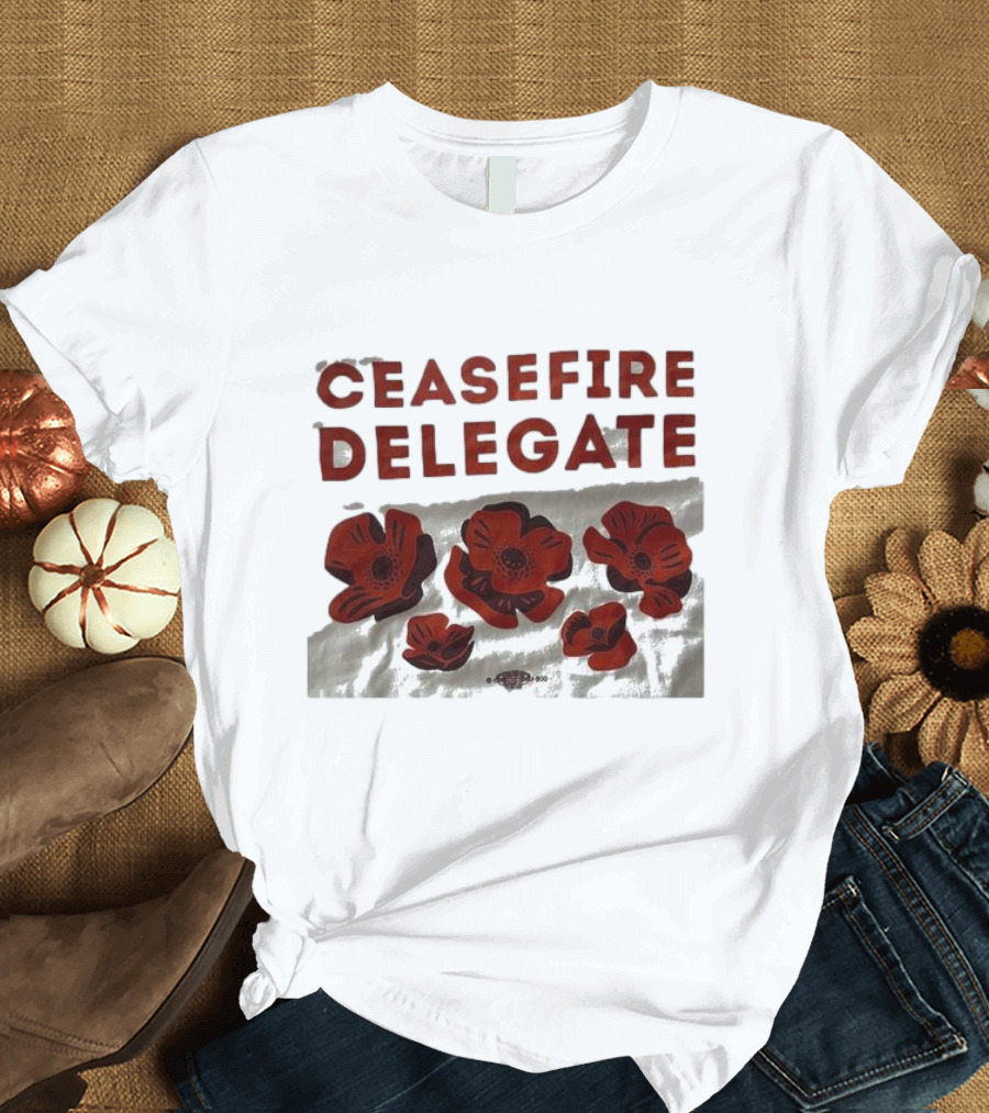 Ceasefire Delegate Red Poppies and Peace T-Shirt