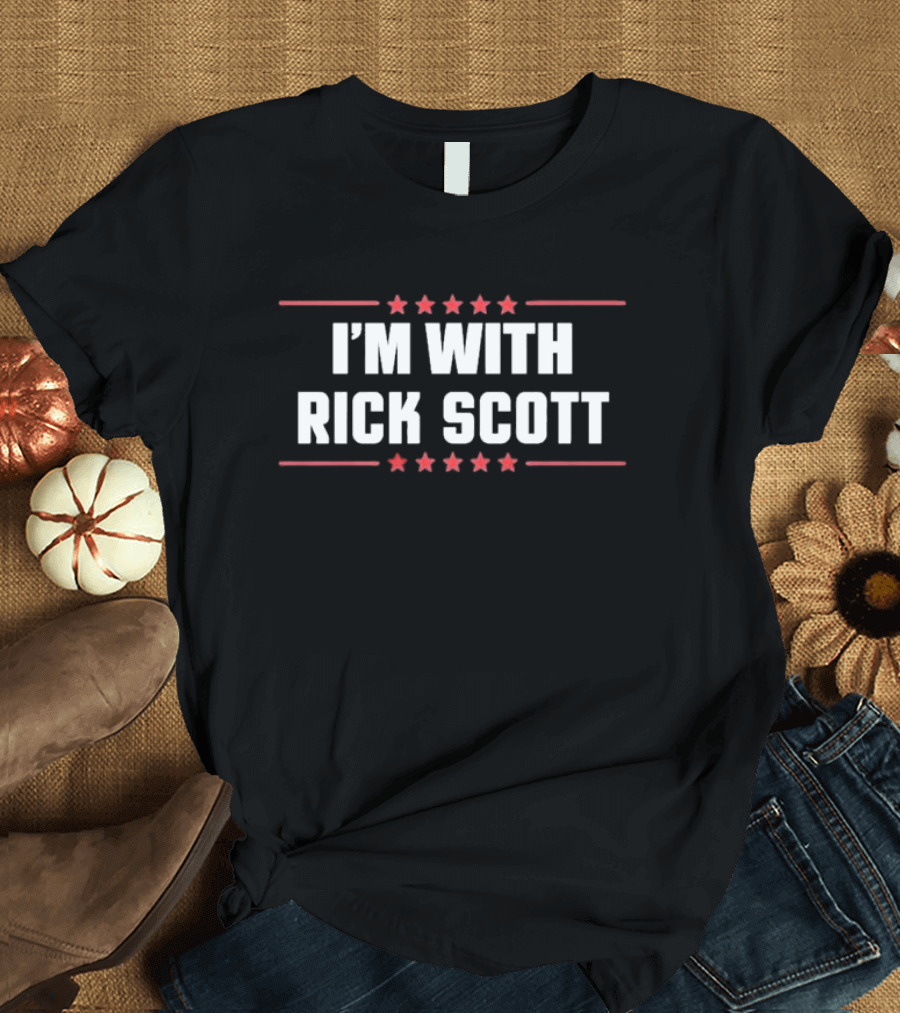 I’m With Rick Scott Stars and Stripes Text T-Shirt