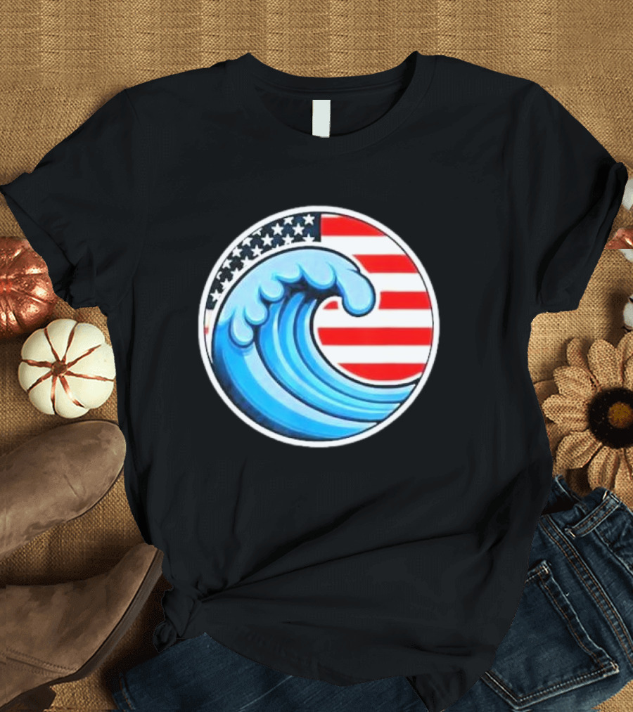 Vote Blue Democrat Election 2024 Blue Wave U.S. Flag Democracy T-Shirt