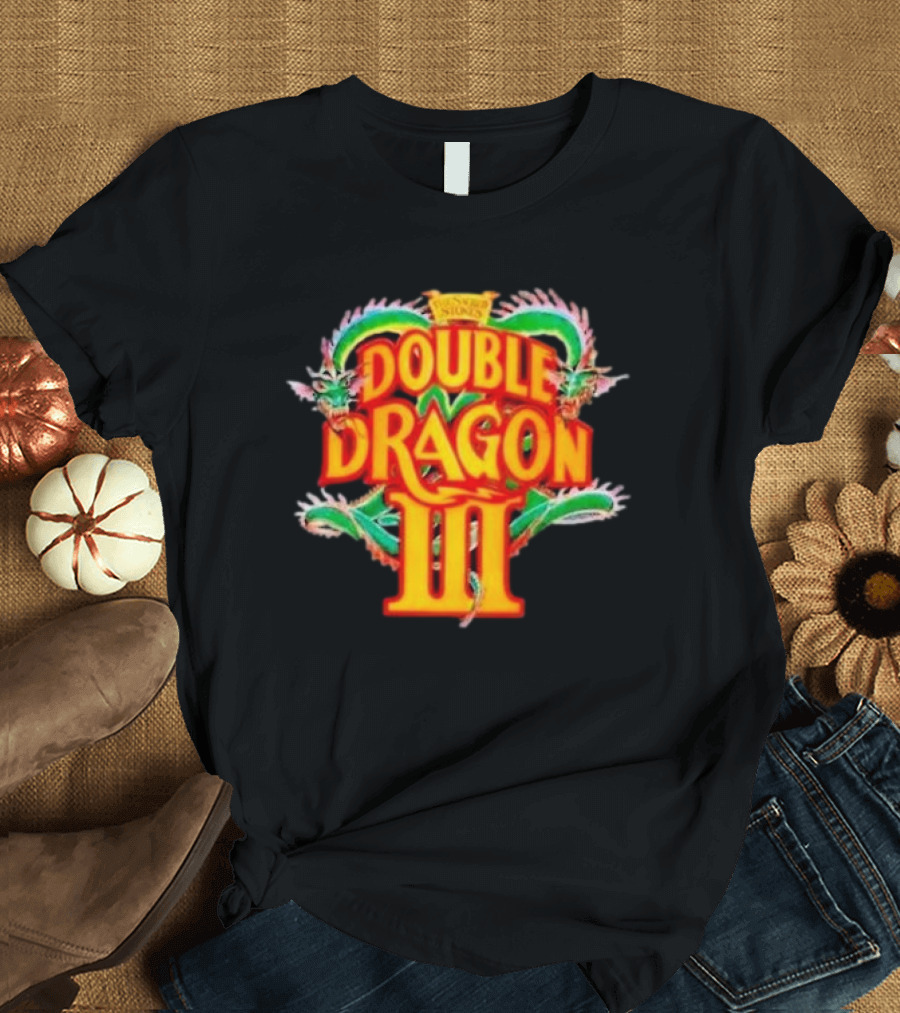 Double Dragon III Retro Video Game Arcade Logo Clash of Dragons T-Shirt