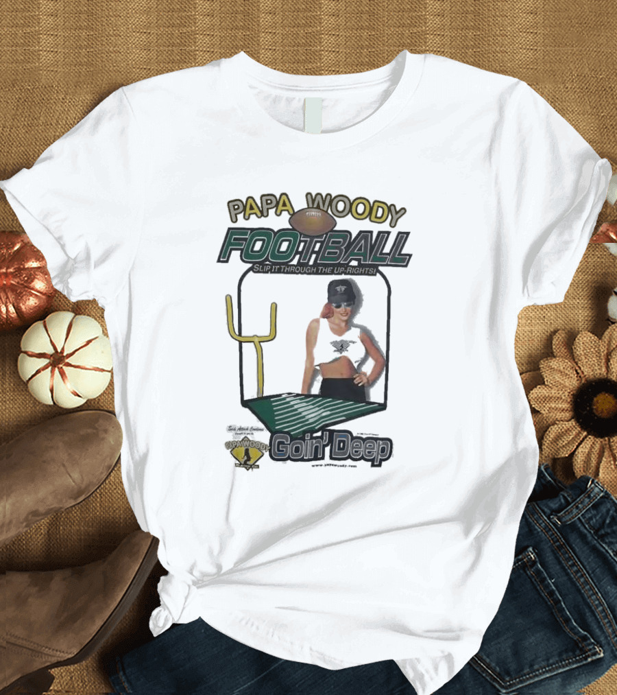 Papa Woody’s Football Goin’ Deep with Goalpost and Player T-Shirt