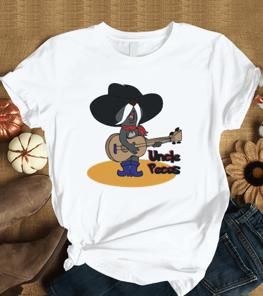 Tom and Jerry Uncle Pecos Playing Guitar with Big Black Hat and Red Scarf T-Shirt