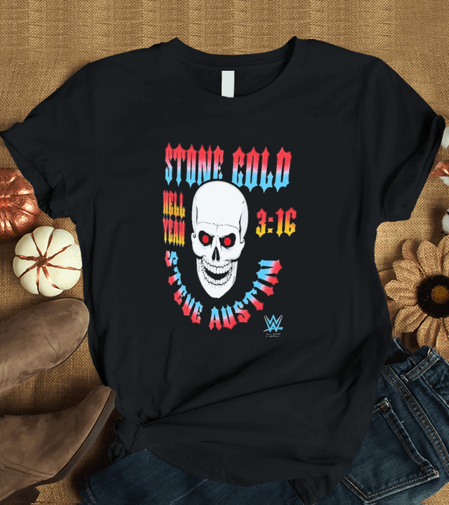 Stone Cold Steve Austin 3 16 Hell Yeah WWE Skull T-Shirt